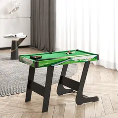 SPORTNOW 104cm Folding Mini Pool Table Set with 2 Cues, 16 Balls, Chalk, Triangle, Brush, Green - 7