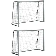 SPORTNOW 6ft x 4ft Football Goal, Set of 2 Football Net for Garden, Training Goal with Ground Stakes, Steel Frame - 1