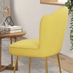 Set of 2 Velvet-Feel Shell Accent Chair - Yellow - 8