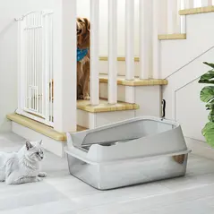 PawHut XXL Stainless Steel Cat Litter Box with High Sides, Metal Scoop, 70 x 50 x 30 cm - 9