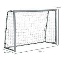 SPORTNOW 8ft x 5ft Football Goal, Set of 2 Football Net for Garden, Training Goal with Ground Stakes, Steel Frame - 3