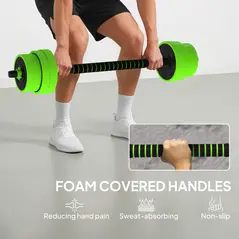 SPORTNOW 30kg 6-In-One Adjustable Weight Dumbbells Set, Barbell, Kettlebell, Push Up Stand - Green - 6