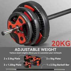 SPORTNOW 20kg Adjustable Barbell Weights Set for Home Gym, Strength Training - 4