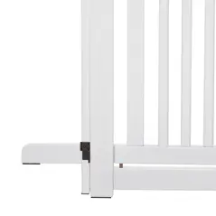 PawHutPet Gates MDF Freestanding Expandable Dog Gate Wood Doorway Pet Barrier Fence w/ Latched Door White - 9