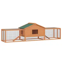 PawHut Wooden Guinea Pigs Hutches W/ Ramp-Golden Red - 1