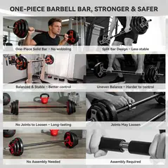 SPORTNOW 20kg Adjustable Barbell Weights Set for Home Gym, Strength Training - 5
