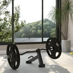 SPORTNOW 120cm Curl Bar and Barbell Set, Barbell Bar for 5cm Weight Plates for Loading 200kg Weight Plates, for Home Gym Weight Training - 2