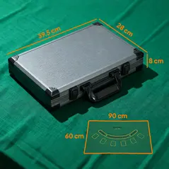 SPORTNOW 400-Piece Poker Chips Set with Lightweight ABS Case, Casino Texas Holdem Poker Set with Mat, 11.5g Numbered Poker Chips, Two Decks of Cards, Dealer, Five Dices, Grey - 3