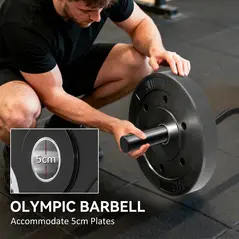 SPORTNOW 4ft Olympic EZ Curl Bar, Barbell Bar for 2" Weight Plates with Non-Slip Hand Grip 120cm - 4