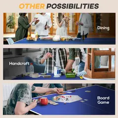 SPORTNOW 9FT Foldable Table Tennis Table, with Cover, Net, Paddles, Balls - Blue - 8