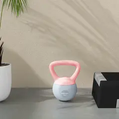 SPORTNOW 4KG Soft Kettlebell, Kettlebell with Non-Slip Handle for Home Gym, Weight Lifting, Strength Training, Pink/Grey - 7