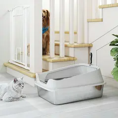 PawHut XL Stainless Steel Cat Litter Box with High Sides, Metal Scoop, 60 x 40 x 30 cm - 9