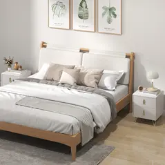 Set of 2 Elegant Chest of Two Drawers - White/Gold-Tone - 2