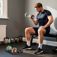 SPORTNOW Adjustable Dumbbells Set with Safety Locking Mechanism, Multicoloured - 2