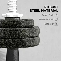 SPORTNOW 2-in-1 Adjustable Dumbbells Set, 30kg Cast Iron Weights Dumbbells Set with Non-Slip Grip for Strength Training, Weight Lifting, Bodybuilding, Home Gym Workout Equipment for Men & Women - 6