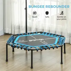 SPORTNOW 45" Rebounder Trampoline for Adults, Quiet Bungee Rebounder with LED Lights and Adjustable Handle, Blue - 6
