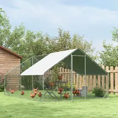 PawHut Wooden Chicken Coop Toy with Swing, Ladder, Platform, Grey - 8