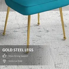 Set of 2 Velvet-Feel Shell Accent Chair - Blue - 6