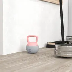SPORTNOW 10KG Soft Kettlebell, Kettlebell with Non-Slip Handle for Home Gym, Weight Lifting, Strength Training, Pink/Grey - 8