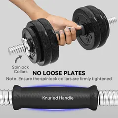 SPORTNOW 2-in-1 Adjustable Dumbbells Set, 30kg Cast Iron Weights Dumbbells Set with Non-Slip Grip for Strength Training, Weight Lifting, Bodybuilding, Home Gym Workout Equipment for Men & Women - 5