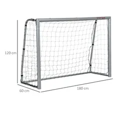 SPORTNOW 6ft x 4ft Football Goal, Set of 2 Football Net for Garden, Training Goal with Ground Stakes, Steel Frame - 3