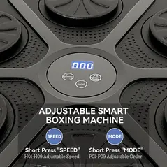 SPORTNOW Music Boxing Machine, Smart Bluetooth Boxing Machine Wall Mounted with 9 Speeds & Modes, LED Lights and Gloves, Punching Pad for Adults, Black - 4