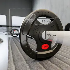 SPORTNOW Olympic Weight Plates, 2"/5cm Weight Disc Pair with Tri-Grips, 2 x 10kg Dumbbell Plates for Weightlifting and Strength Training Home Gym Fitness Workout, Black - 3