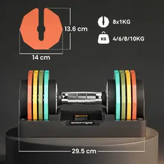 SPORTNOW Adjustable Dumbbells Set with Safety Locking Mechanism, Multicoloured - 3