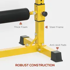 SPORTNOW Bulgarian Split Squat Stand, 12-Level Adjustable Single Leg Squat Machine with Foam Roller and Anti-Slip Pads for Lower Body Strength Training, Yellow - 6