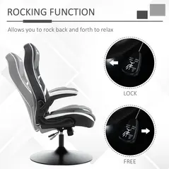 Vinsetto Gaming Chair Ergonomic Computer Chair with Adjustable Height Pedestal Base, Home Office Desk Chair PVC Leather Exclusive Swivel Chair Black - 5
