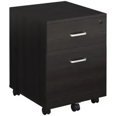 Vinsetto 2-Drawer Locking Office Filing Cabinet w/ 5 Wheels Rolling Storage Hanging A4 Cupboard Home Organisation Black Wood Grain - 1