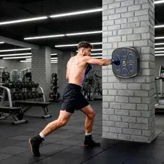 SPORTNOW Music Boxing Machine, Smart Bluetooth Boxing Machine Wall Mounted with 9 Speeds & Modes, LED Lights and Gloves, Punching Pad for Adults, Black - 2