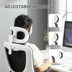 Vinsetto Ergonomic Office Chair, High Back Mesh Computer Desk Chair with Adjustable Headrest and Lumbar Support, Rotatable Armrests, Tilt Function for Home Office, Black - 7