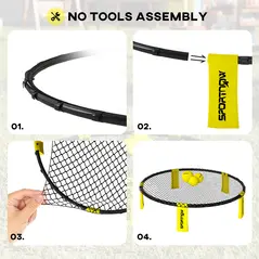 SPORTNOW Spike Game Set, Mini Beach Games Set with Net, 3 Balls and Ball Pump, Portable with Carrying Bag for Outdoor Team Sports, Yellow - 6