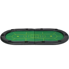 SPORTNOW Foldable Poker Mat, 10-Player Table Top with Cup Holder, Carry Bag - Green - 1