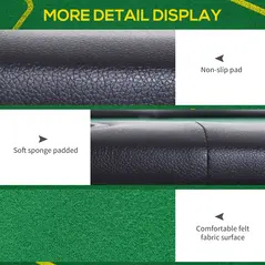 SPORTNOW Foldable Poker Mat, 10-Player Table Top with Cup Holder, Carry Bag - Green - 6