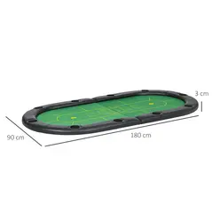 SPORTNOW Foldable Poker Mat, 10-Player Table Top with Cup Holder, Carry Bag - Green - 3
