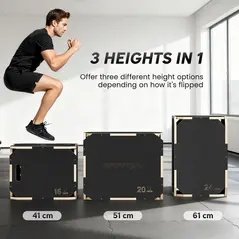 SPORTNOW Non-Slip Plyo Box, Corner-free Wooden Jump Box, 41 x 61 x 51 cm - 5