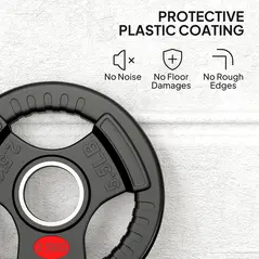 SPORTNOW Olympic Weight Plates, 2"/5cm Weight Disc Pair with Tri-Grips, 2 x 2.5kg Dumbbell Plates for Weightlifting and Strength Training Home Gym Fitness Workout, Black - 6