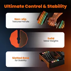 SPORTNOW Adjustable Dumbbells Set with Safety Locking Mechanism, Multicoloured - 8