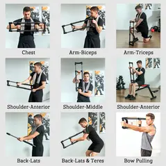 SPORTNOW Chest Expander, with 10-50kg Adjustable Resistance, for Home Gym, Office, Travel Workout - 5