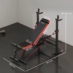 SPORTNOW Adjustable Weight Bench with Squat Rack and Dip Stand - 3