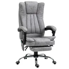 Vinsetto 6 Point Vibrating Massage Office Chair with Heat, Breathable Faux Leather Office Chair with High Back, Height Adjustable Grey - 1