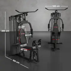 SPORTNOW Weights Machine, Multi Gym with 45kg Weight Stack, Compact Home Gym Leg Press Machine for Full Body Training - 3
