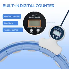 SPORTNOW Smart Weighted Hula Hoop, Massage Hula Ring w/ 16 Detachable Knots, 360° Auto-Rotating Ball, Digital Counter Light Blue - 6