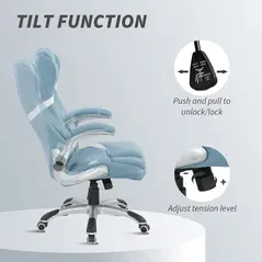 Vinsetto Linen-Look Office Chair, with Adjustable Height and Tension - Blue - 5