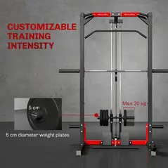 SPORTNOW Cable Crossover Machine, Multi-Function Power Rack with Pull Up Bar, Lat Pull Down System, Squat Rack, Barbell Bar - 5