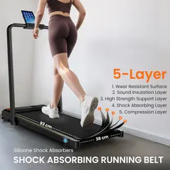 SPORTNOW Folding Walking Treadmill, Under Desk Walking Pad with Incline, Black - 6