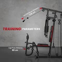 SPORTNOW Weights Machine, Multi Gym with 45kg Weight Stack, Compact Home Gym Leg Press Machine for Full Body Training - 7