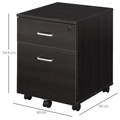 Vinsetto 2-Drawer Locking Office Filing Cabinet w/ 5 Wheels Rolling Storage Hanging A4 Cupboard Home Organisation Black Wood Grain - 3